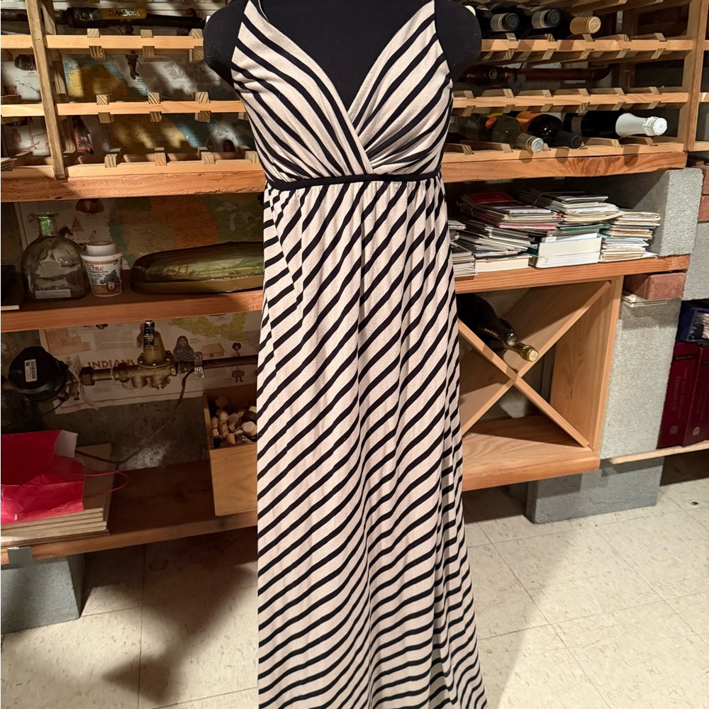 Soma Black and Cream Striped Maxi Dress